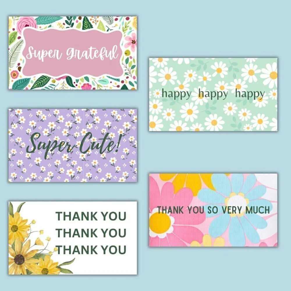 Thank You Cards: 50 Count / 5 Designs